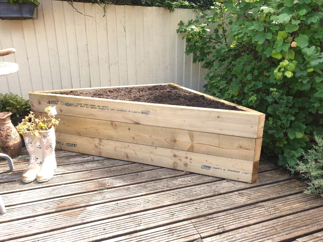 Garden furniture and flowerbeds